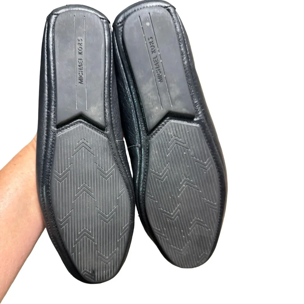 Michael Kors Fulton Moc Women 9 Black Good Quilted Leather Flats MK Logo Loafers